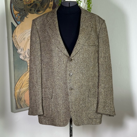 Harris Tweed Other - Men’s Vintage HARRIS TWEED Brown HERRINGBONE  Blazer Jacket Sportcoat